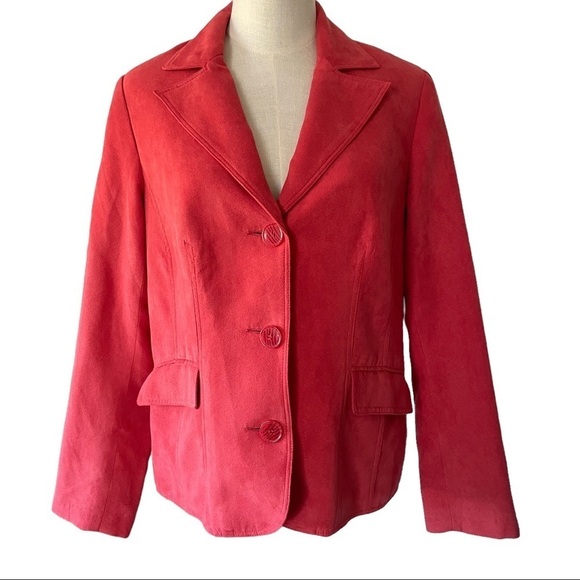 Northern Reflections red button up SOFT suede like blazer jacket - Picture 1 of 13
